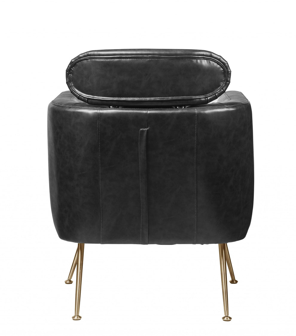 Dark Gray PU Upholstery Metal Leg Accent Chair By Homeroots | Accent Chairs | Modishstore - 2