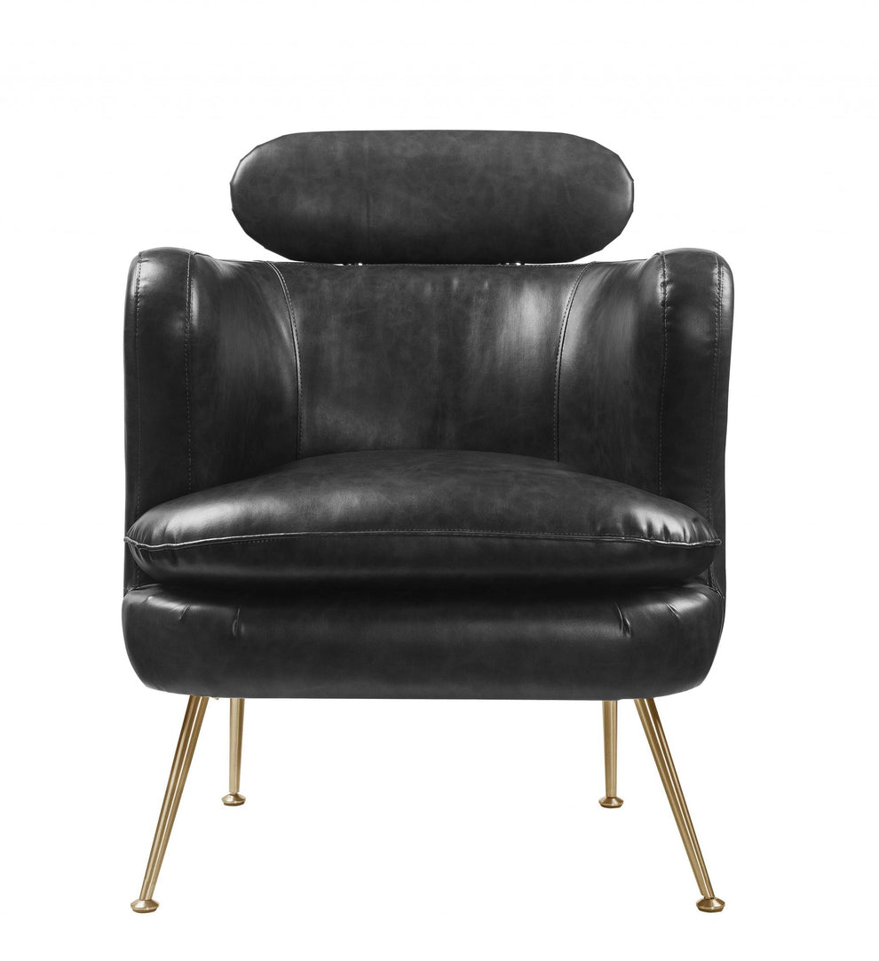 Dark Gray PU Upholstery Metal Leg Accent Chair By Homeroots | Accent Chairs | Modishstore - 3