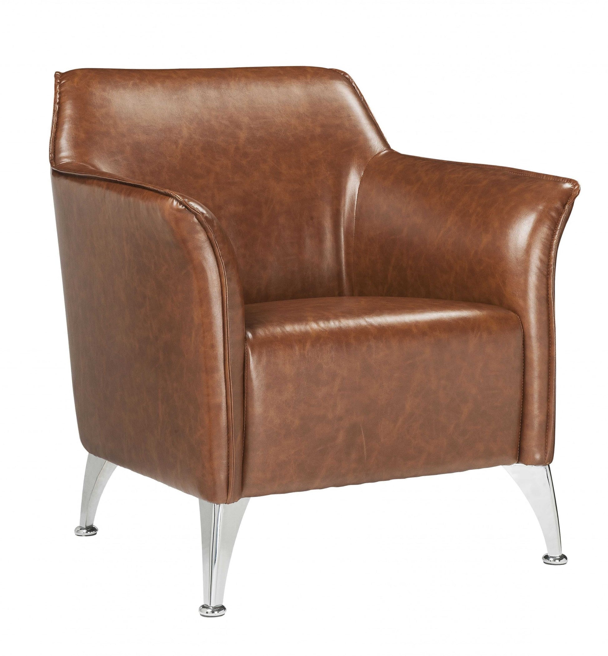 Brown PU Upholstery Metal Leg Accent Chair By Homeroots | Accent Chairs | Modishstore