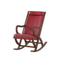 Burgundy PU Walnut Wood Upholstered (Seat) Rocking Chair By Homeroots | Rocking Chairs | Modishstore
