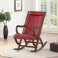 Burgundy PU Walnut Wood Upholstered (Seat) Rocking Chair By Homeroots | Rocking Chairs | Modishstore - 2