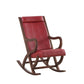 Burgundy PU Walnut Wood Upholstered (Seat) Rocking Chair By Homeroots | Rocking Chairs | Modishstore - 3