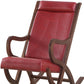 Burgundy PU Walnut Wood Upholstered (Seat) Rocking Chair By Homeroots | Rocking Chairs | Modishstore - 4