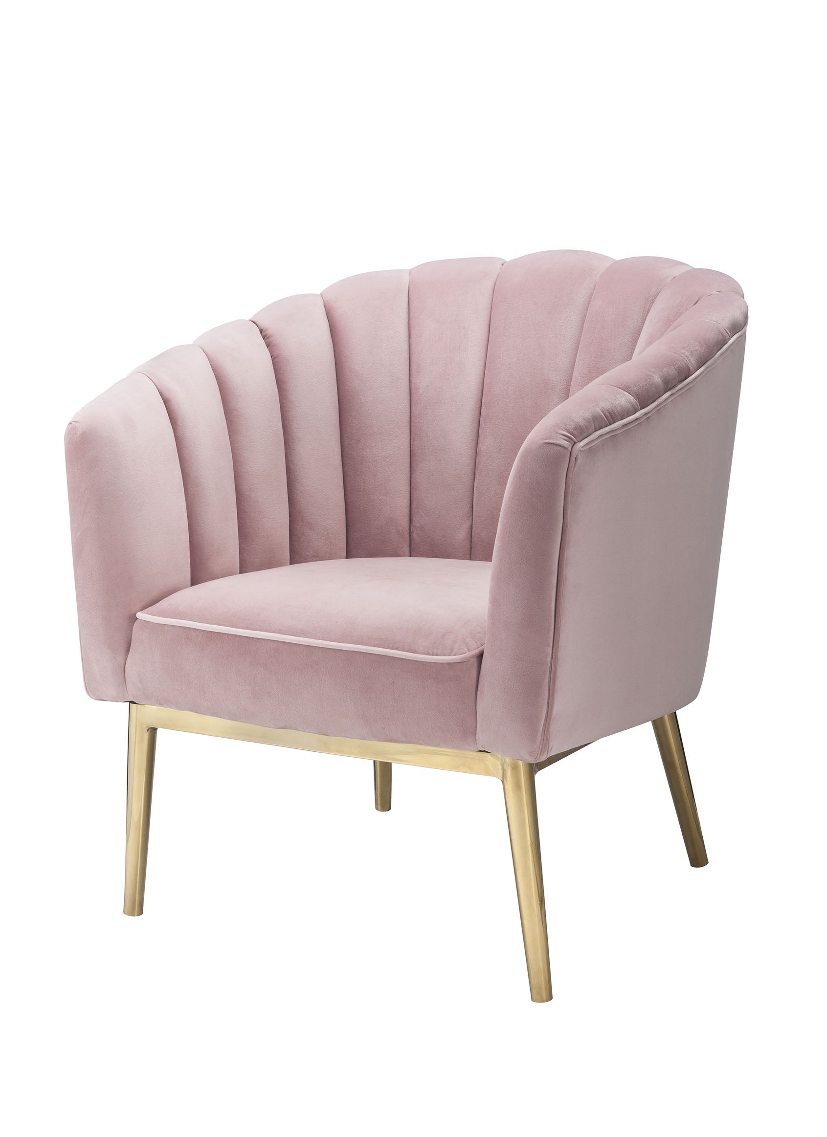 31' X 32' X 34' Pink Velvet Gold Upholstery Wood Accent Chair By Homeroots | Accent Chairs | Modishstore - 3