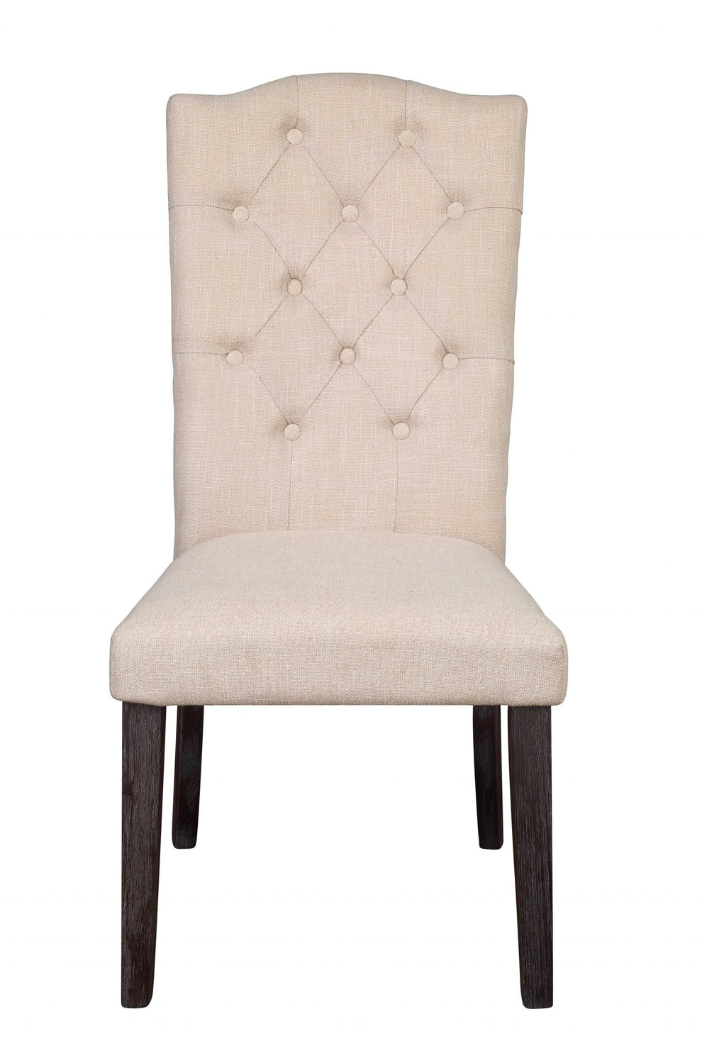 Beige Linen Upholstery And Weathered Espresso Wood Side Chair Set Of 2 By Homeroots | Dining Chairs | Modishstore - 2