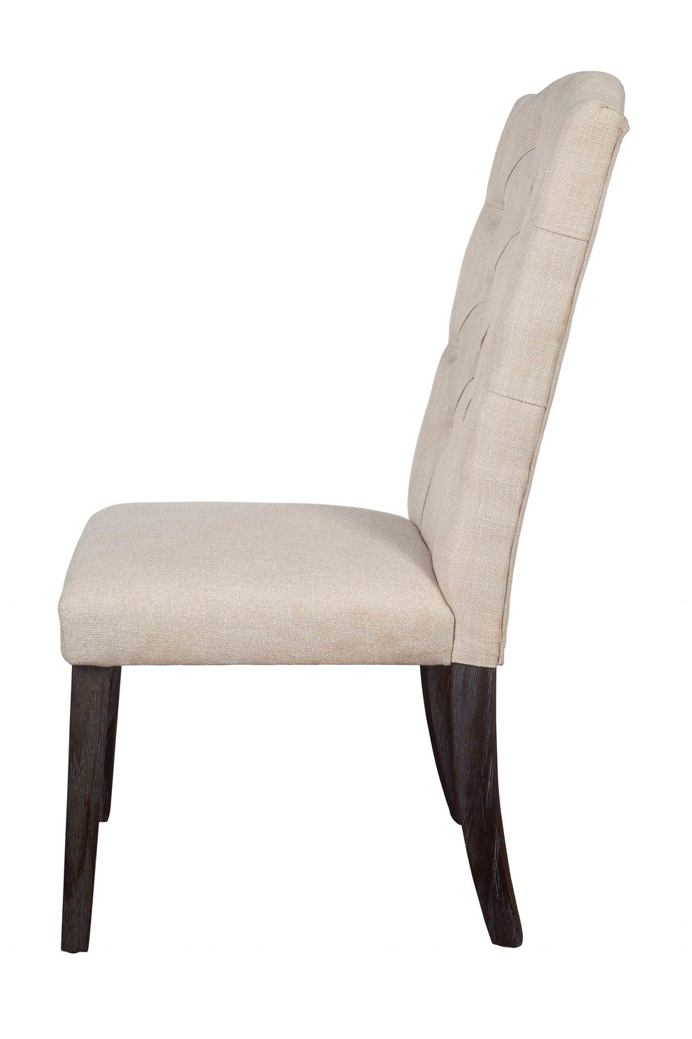Beige Linen Upholstery And Weathered Espresso Wood Side Chair Set Of 2 By Homeroots | Dining Chairs | Modishstore - 3