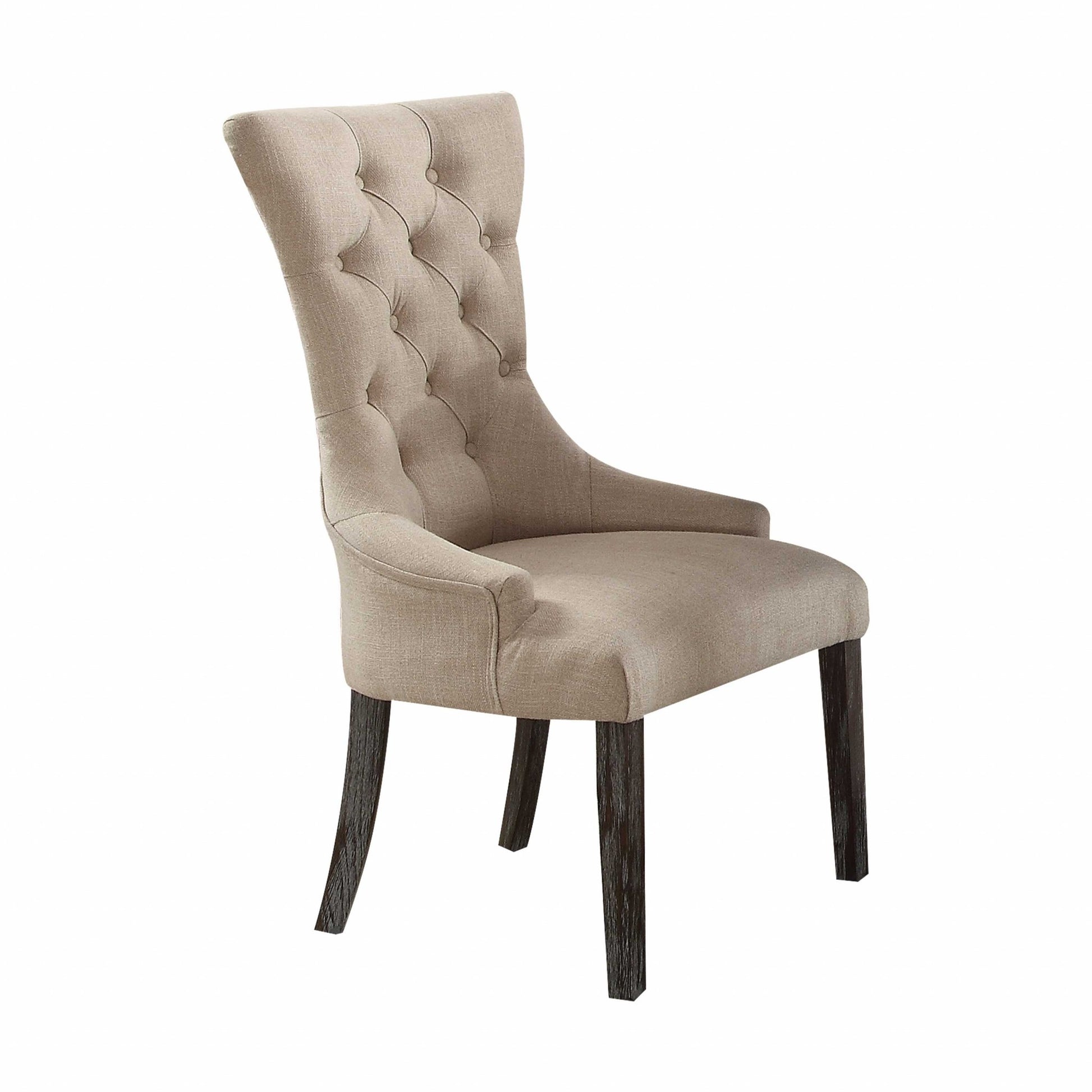 Beige Linen Weathered Espresso Wood Upholstery Arm Chair (Set-) By Homeroots | Accent Chairs | Modishstore