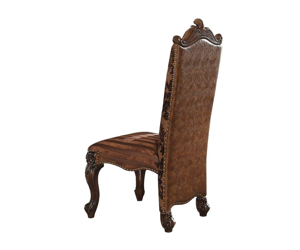 Tone Brown Fau Leather Fabric Cherry Oak Upholstery Finish Side Chair Set By Homeroots | Dining Chairs | Modishstore - 2