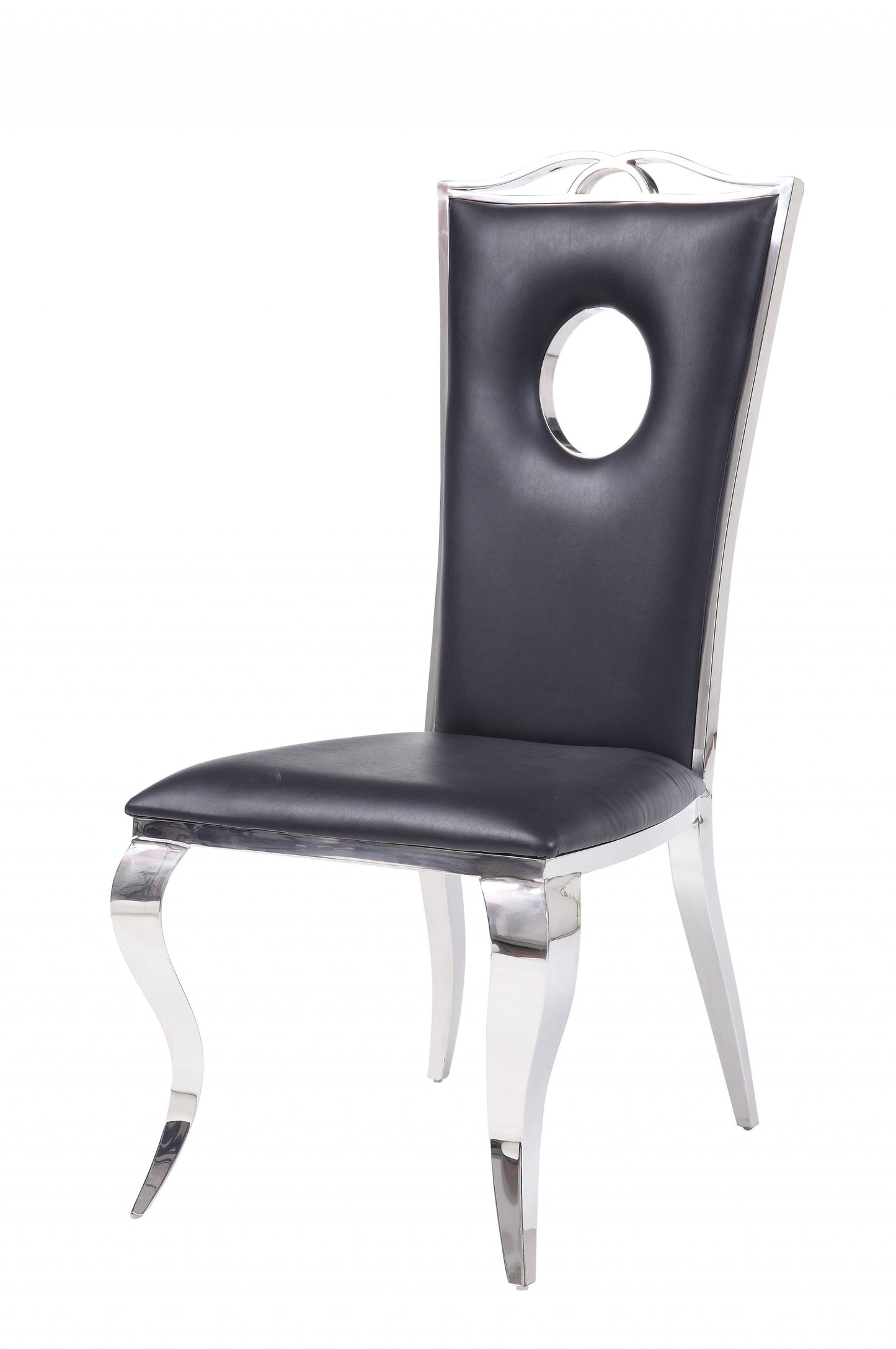 Fau Leather Stainless Steel Upholstered Seat Side Chair Set By Homeroots | Dining Chairs | Modishstore