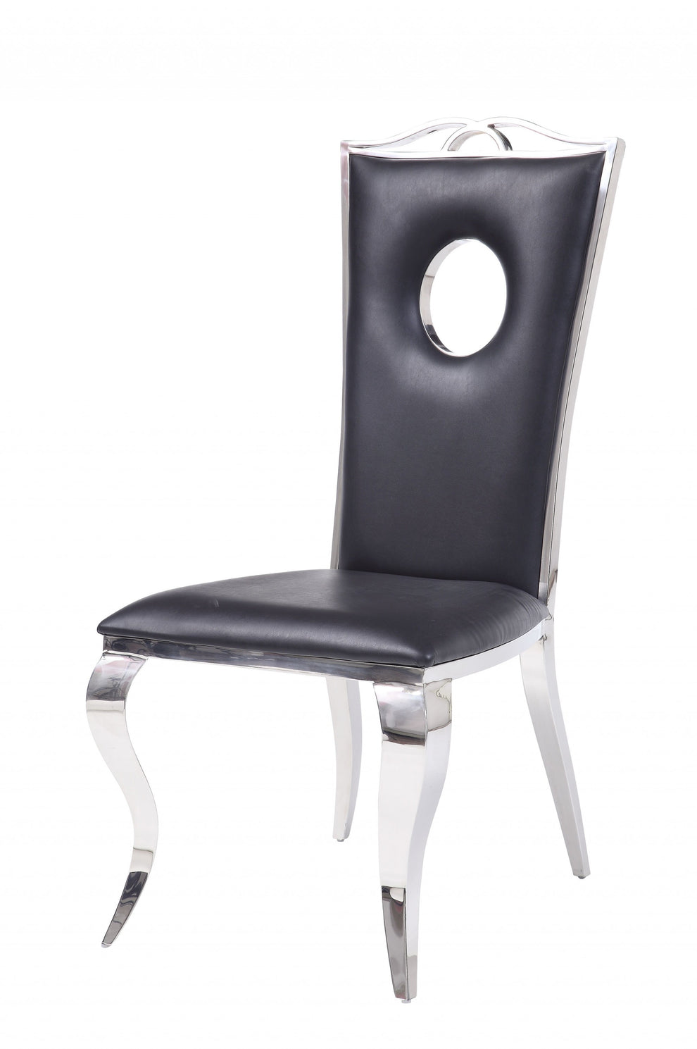 Fau Leather Stainless Steel Upholstered Seat Side Chair Set By Homeroots | Dining Chairs | Modishstore - 2