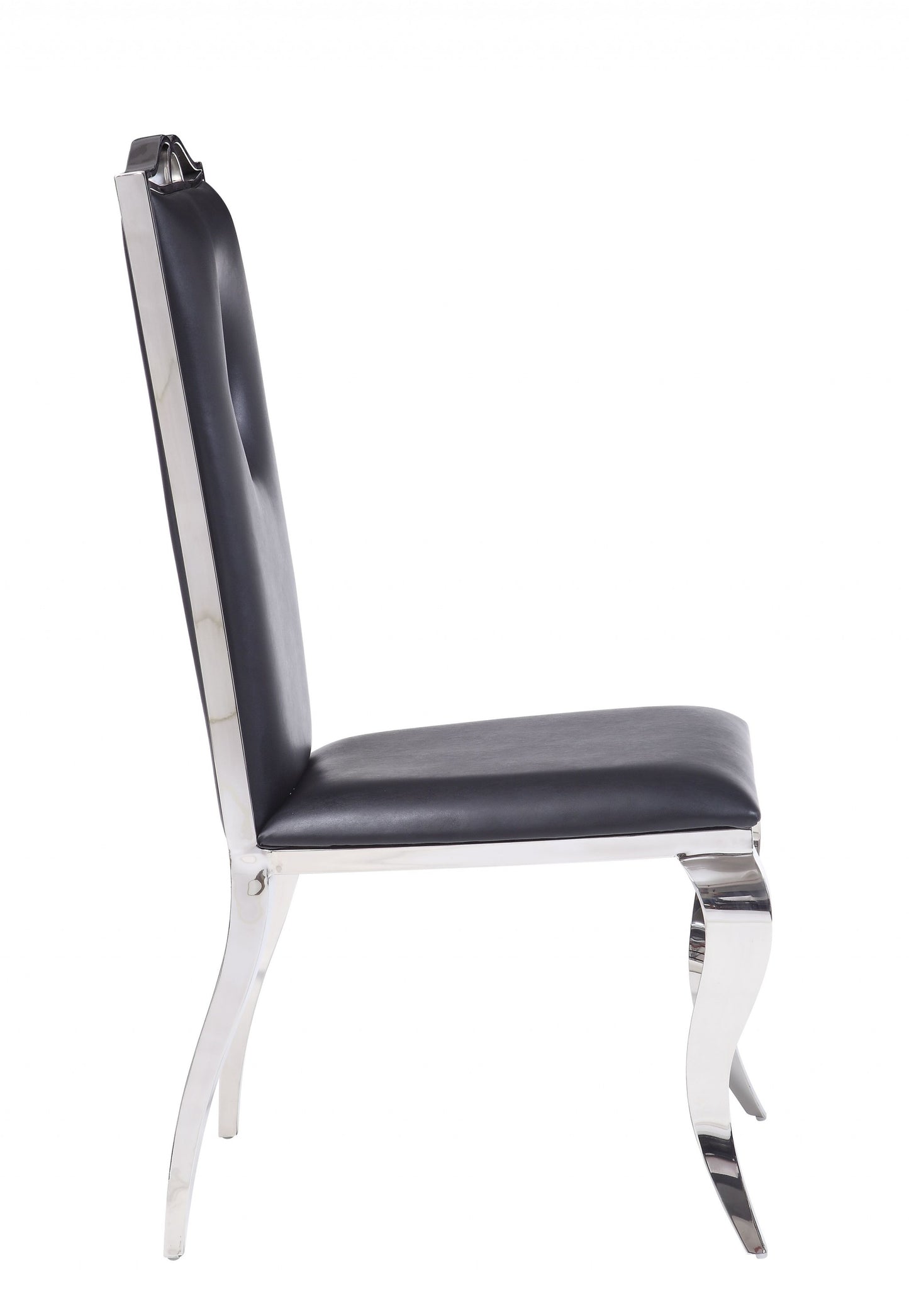 Fau Leather Stainless Steel Upholstered Seat Side Chair Set By Homeroots | Dining Chairs | Modishstore - 3