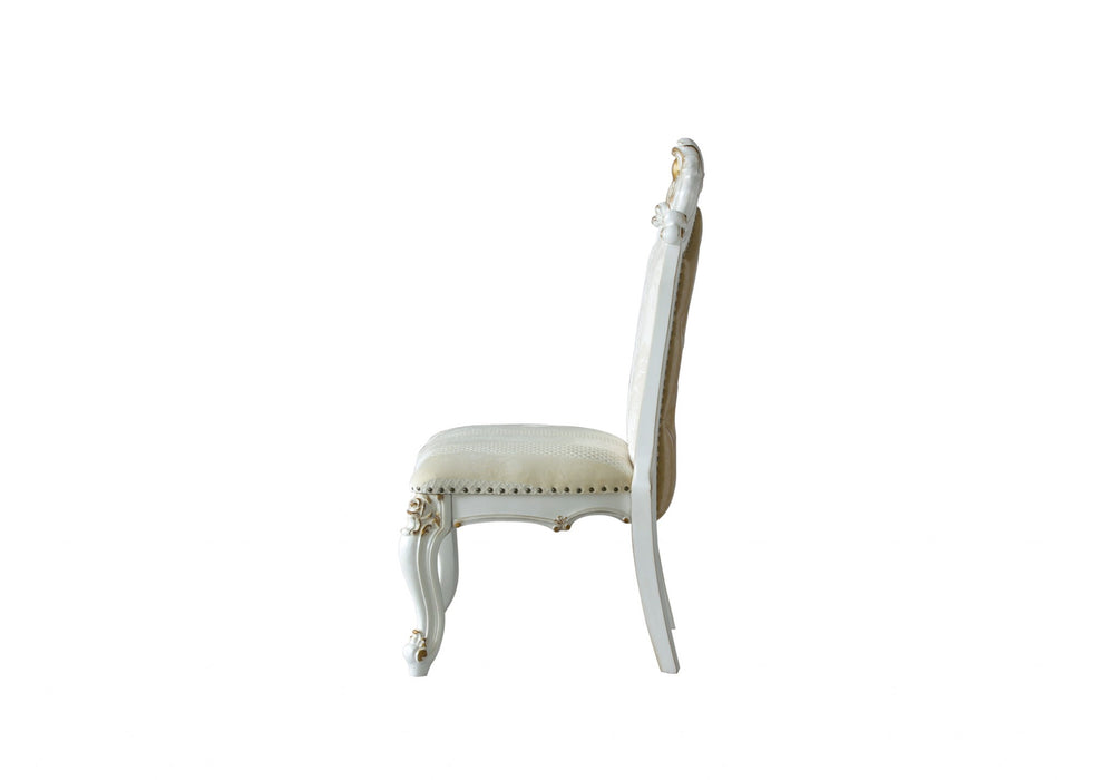 FauLeather Antique Pearl Wood Finish Seat Side Chair Set By Homeroots | Side Chairs | Modishstore - 3