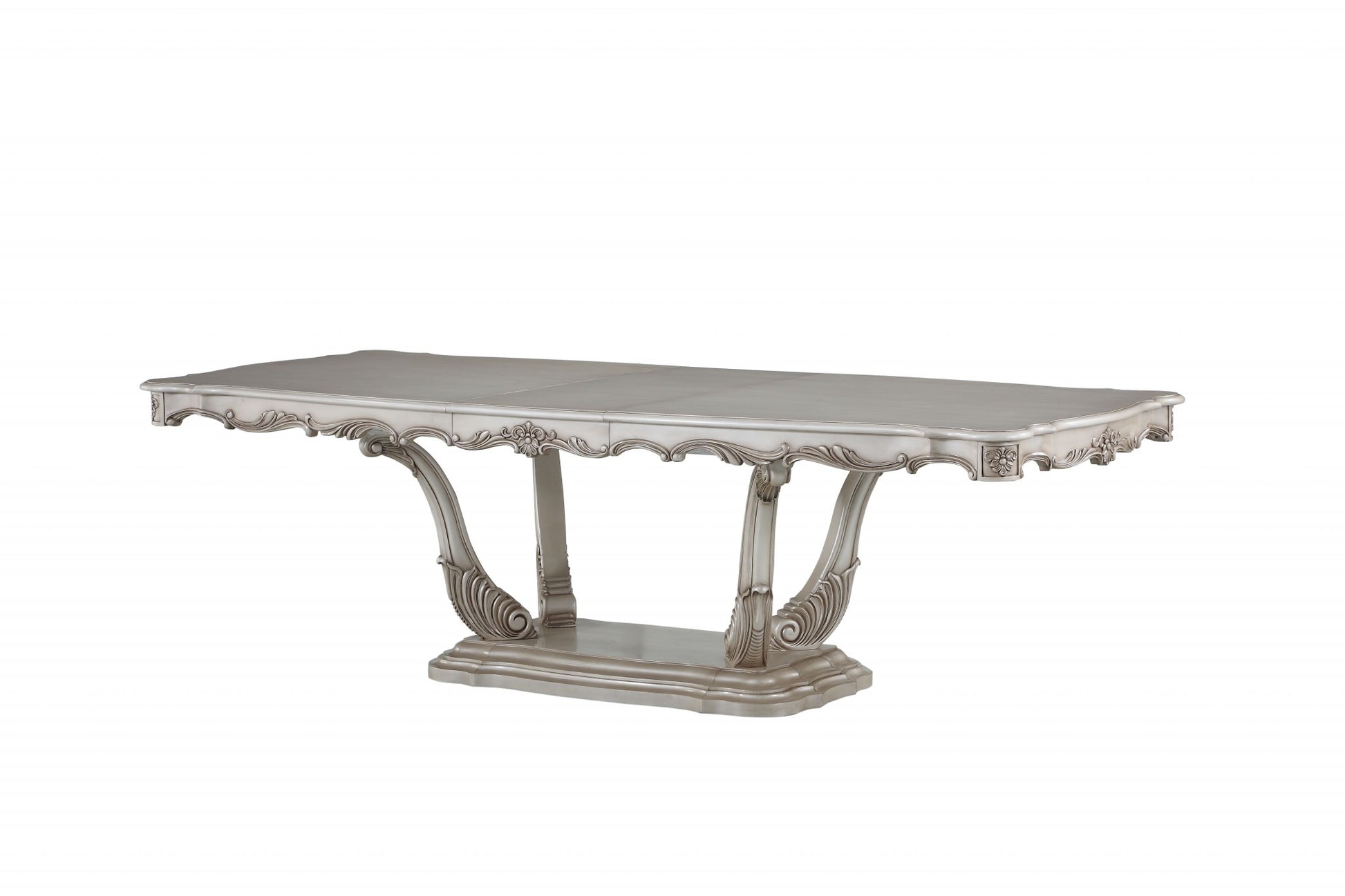 Antique White Wood Dining Table Wpedestal By Homeroots | Dining Tables | Modishstore