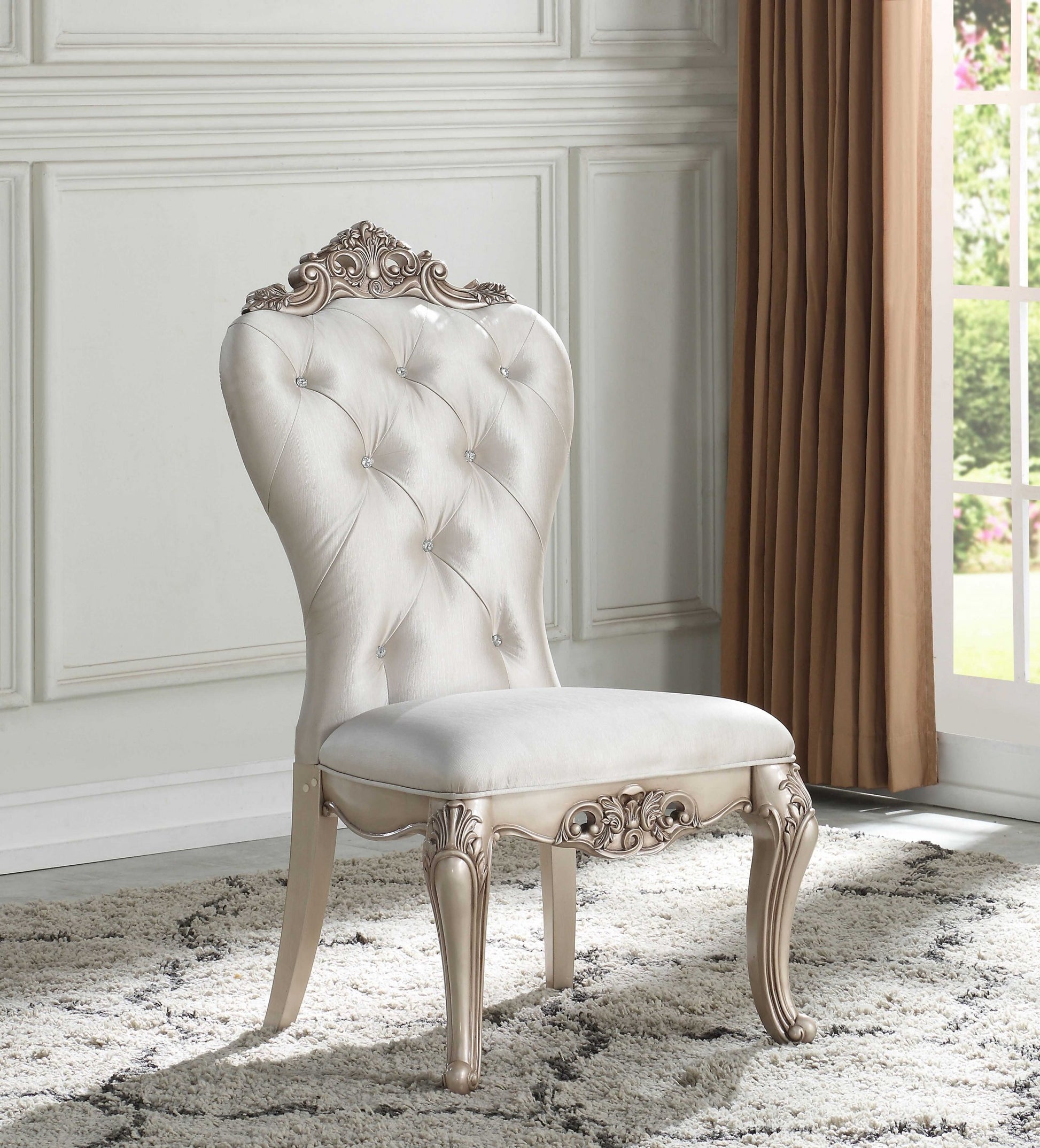 Set Of 2 Antique White And Cream Voguish Dining Chair By Homeroots | Dining Chairs | Modishstore