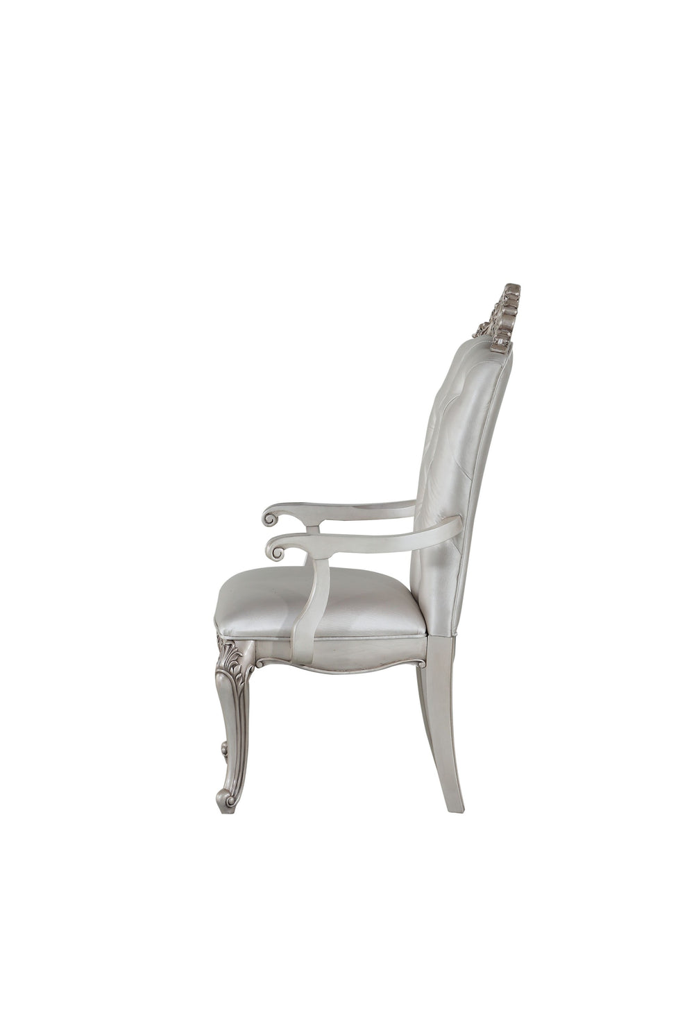 Cream Fabric Antique White Wood Upholstered (Seat) Arm Chair (Set-) By Homeroots | Accent Chairs | Modishstore - 2