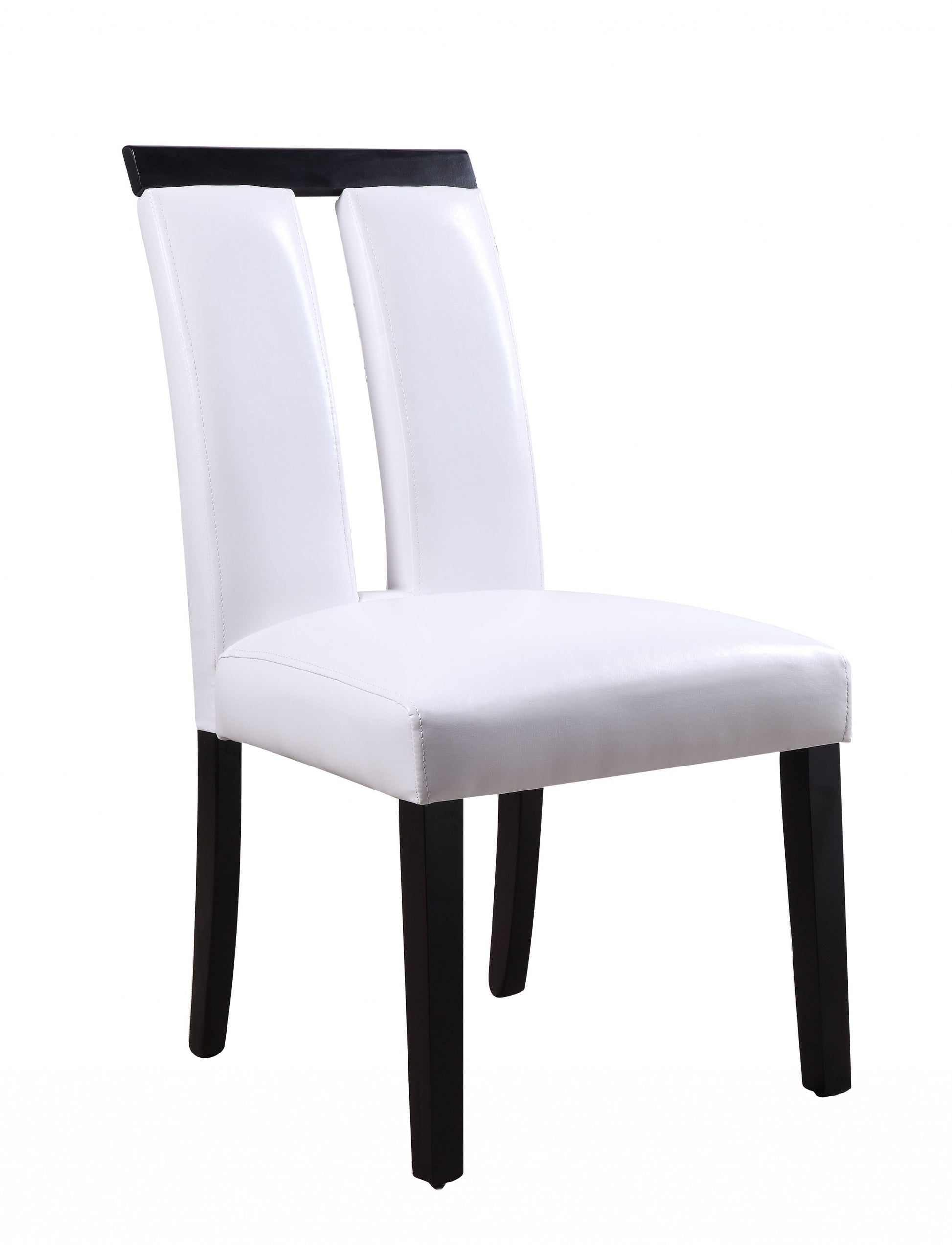 White Fau Leather Upholstered Seat And Black Wood Side Chair By Homeroots | Dining Chairs | Modishstore