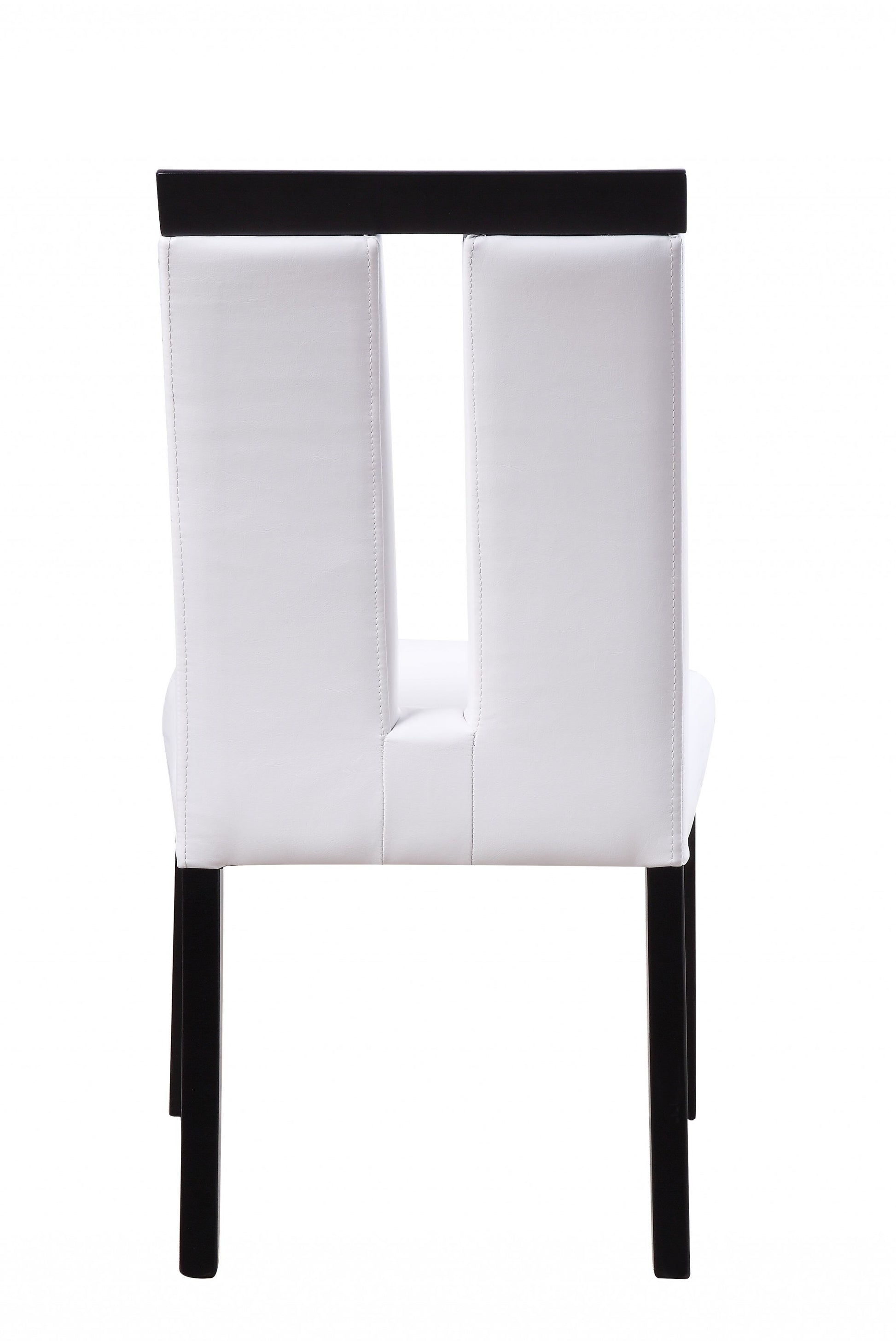 White Fau Leather Upholstered Seat And Black Wood Side Chair By Homeroots | Dining Chairs | Modishstore - 2