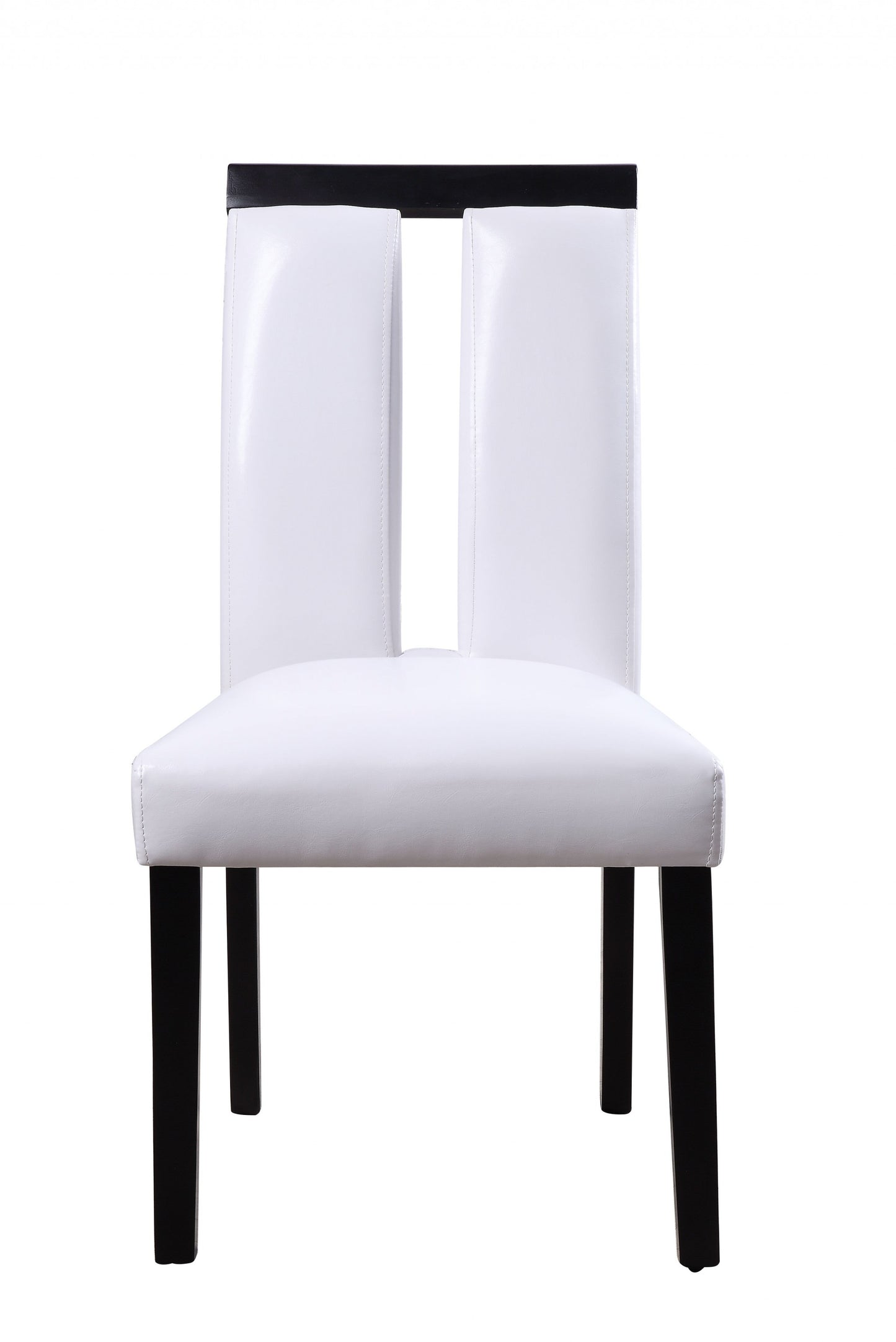 White Fau Leather Upholstered Seat And Black Wood Side Chair By Homeroots | Dining Chairs | Modishstore - 3