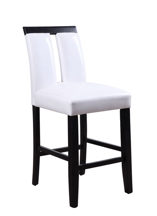 White Fau Leather Upholstered Seat And Black Wood Counter Height Chair Set Of 2 By Homeroots | Dining Chairs | Modishstore