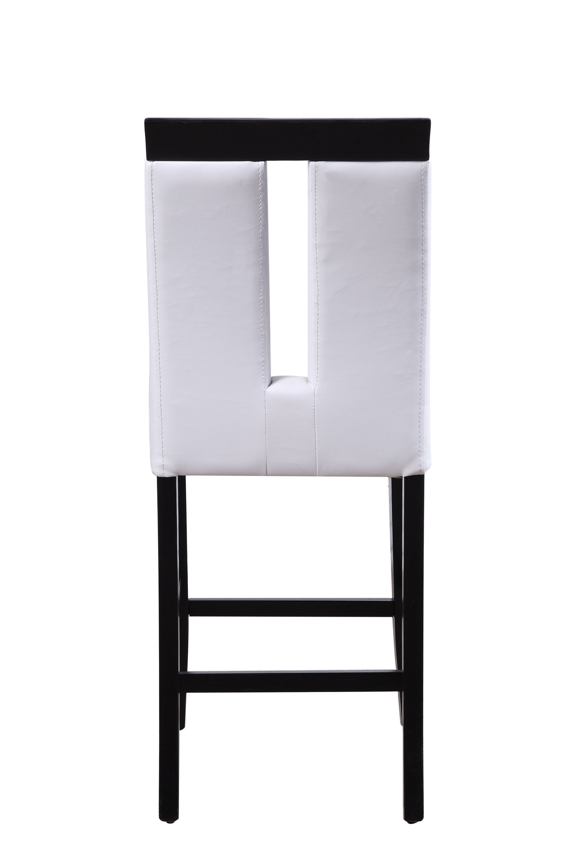 White Fau Leather Upholstered Seat And Black Wood Counter Height Chair Set Of 2 By Homeroots | Dining Chairs | Modishstore - 2