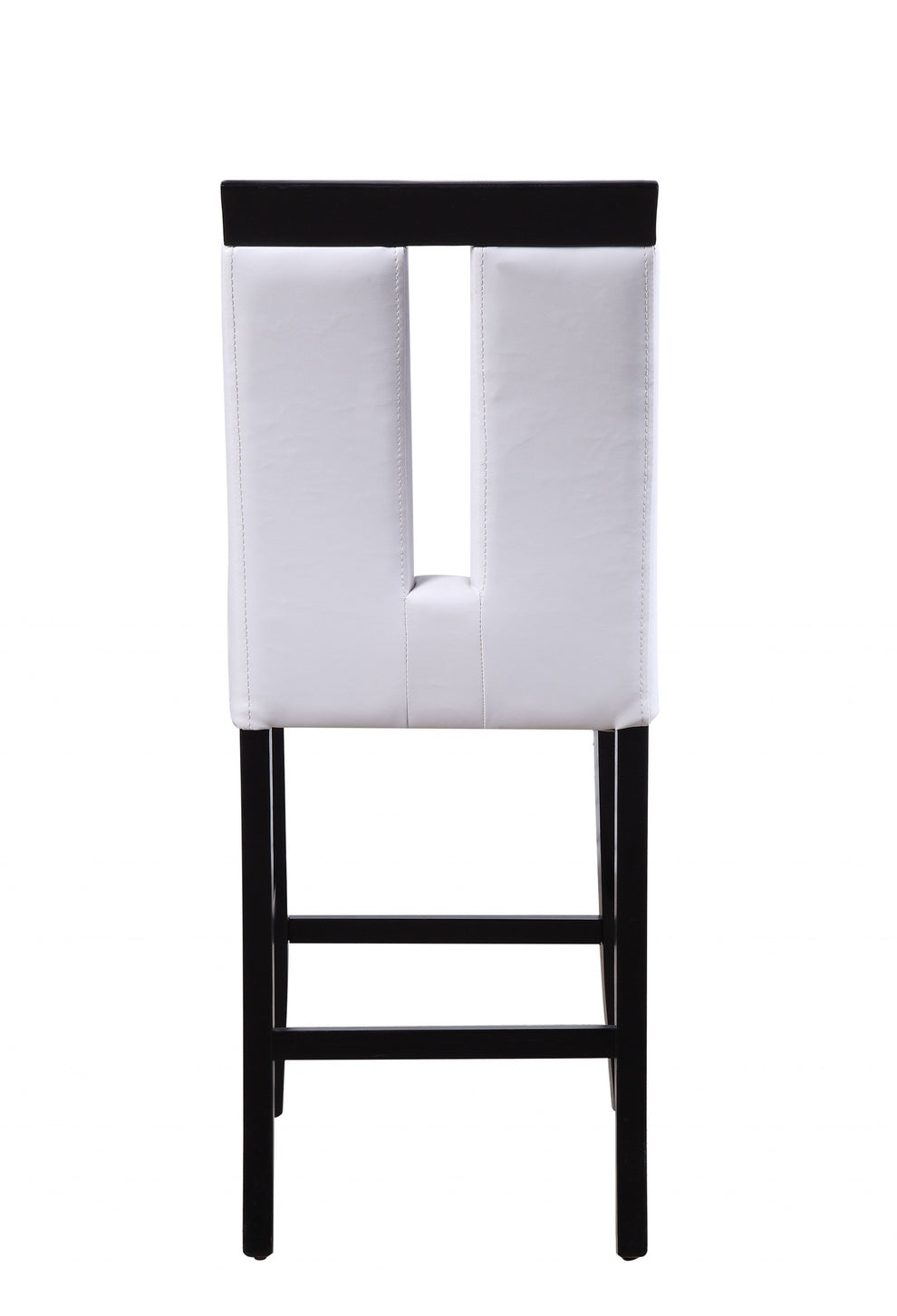 White Fau Leather Upholstered Seat And Black Wood Counter Height Chair Set Of 2 By Homeroots | Dining Chairs | Modishstore - 2