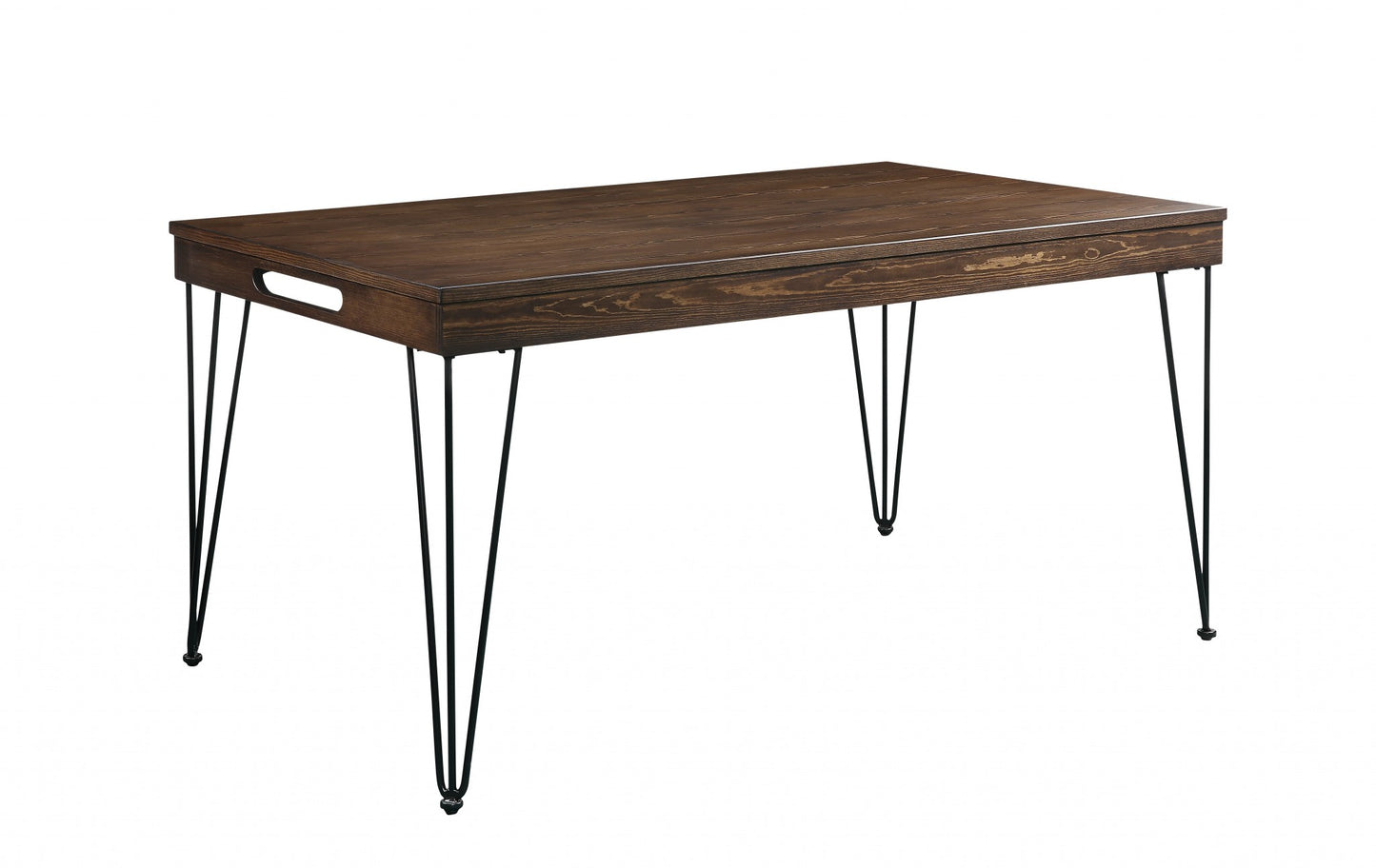Walnut Black Metal Wood Dining Table By Homeroots | Dining Tables | Modishstore - 2