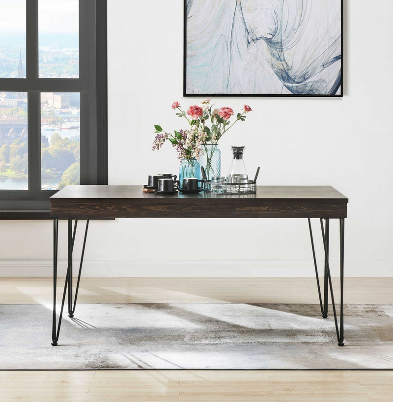 Walnut Black Metal Wood Dining Table By Homeroots | Dining Tables | Modishstore