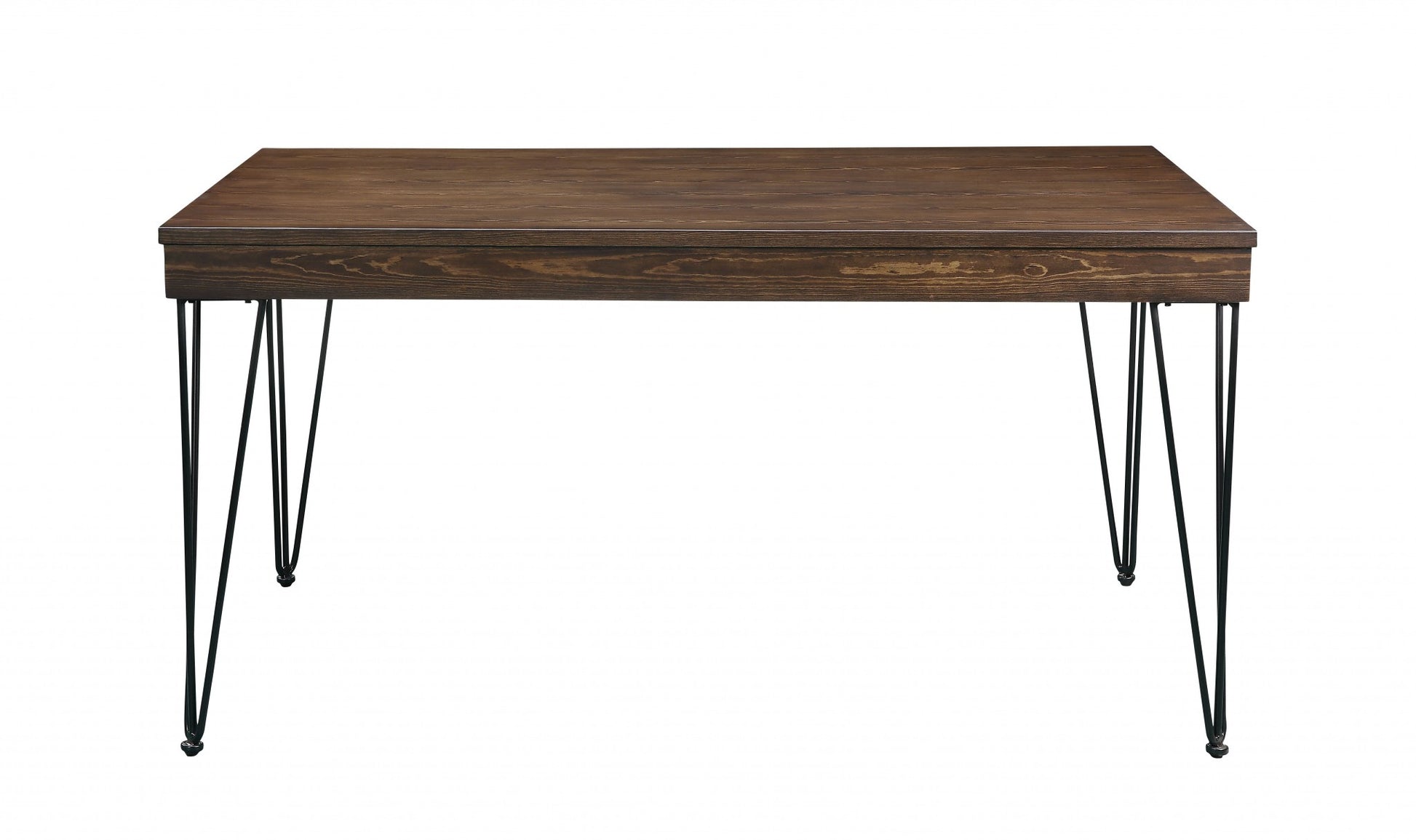 Walnut Black Metal Wood Dining Table By Homeroots | Dining Tables | Modishstore - 3