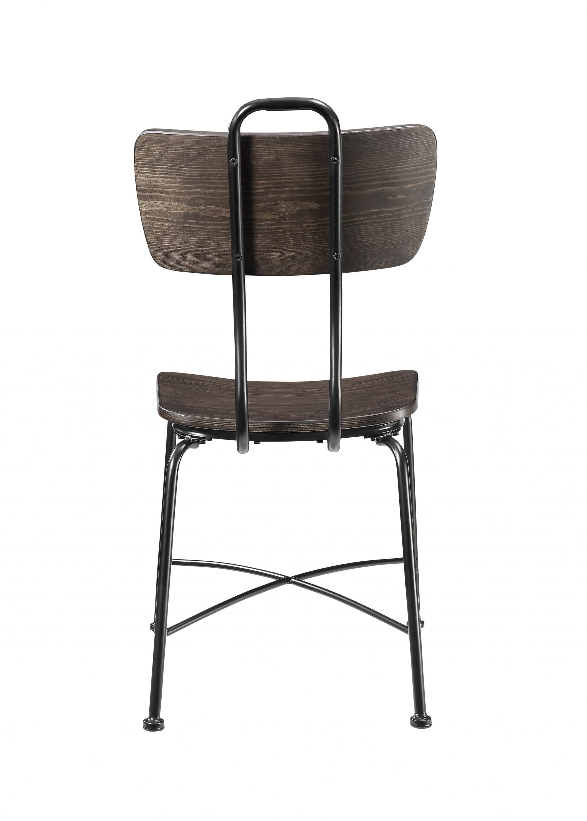 Walnut Wood And Black Metal Base Side Chair Set Of 2 By Homeroots | Dining Chairs | Modishstore - 2