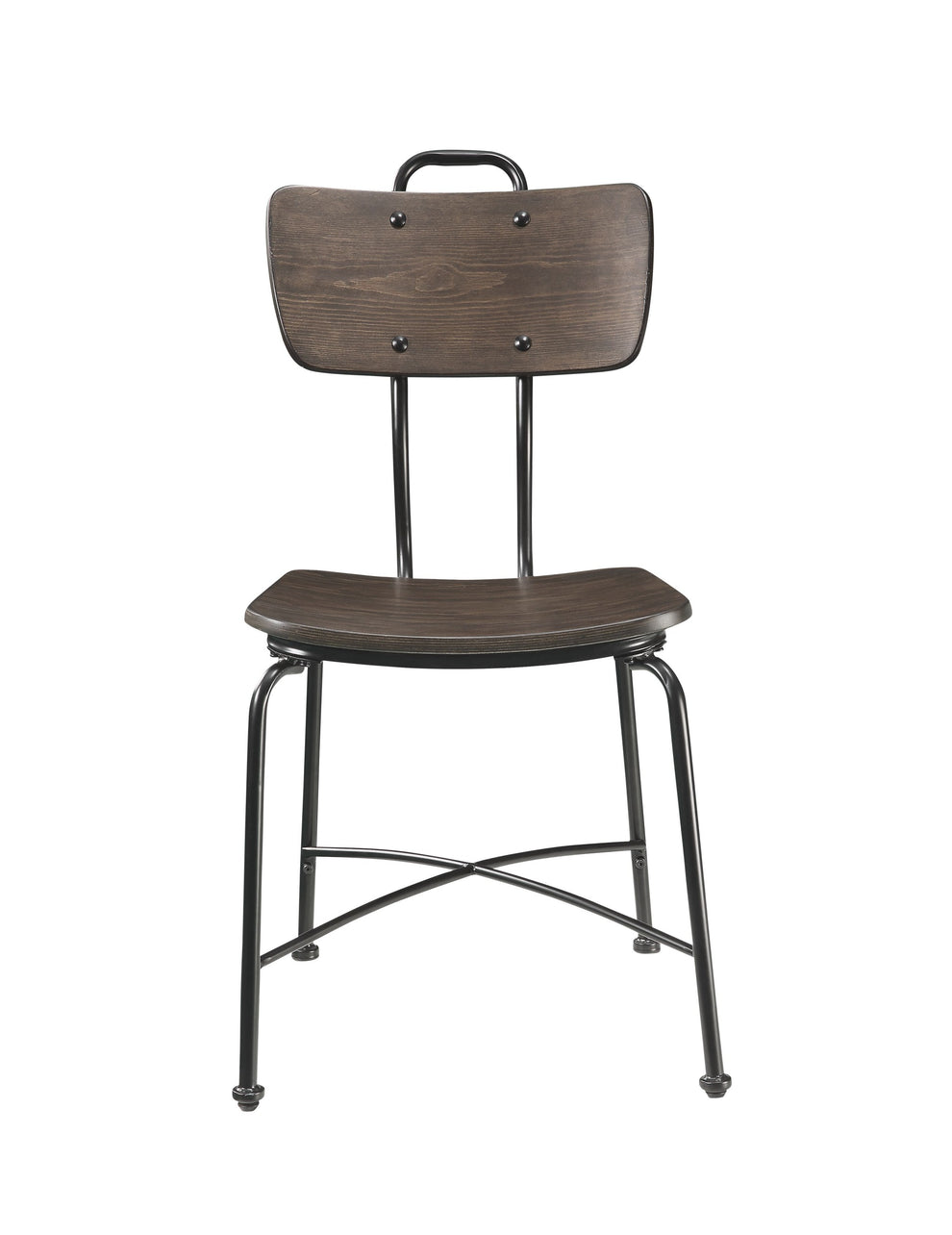 Walnut Wood And Black Metal Base Side Chair Set Of 2 By Homeroots | Dining Chairs | Modishstore - 3