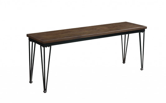 Walnut Black Metal Wood Bench By Homeroots | Benches | Modishstore