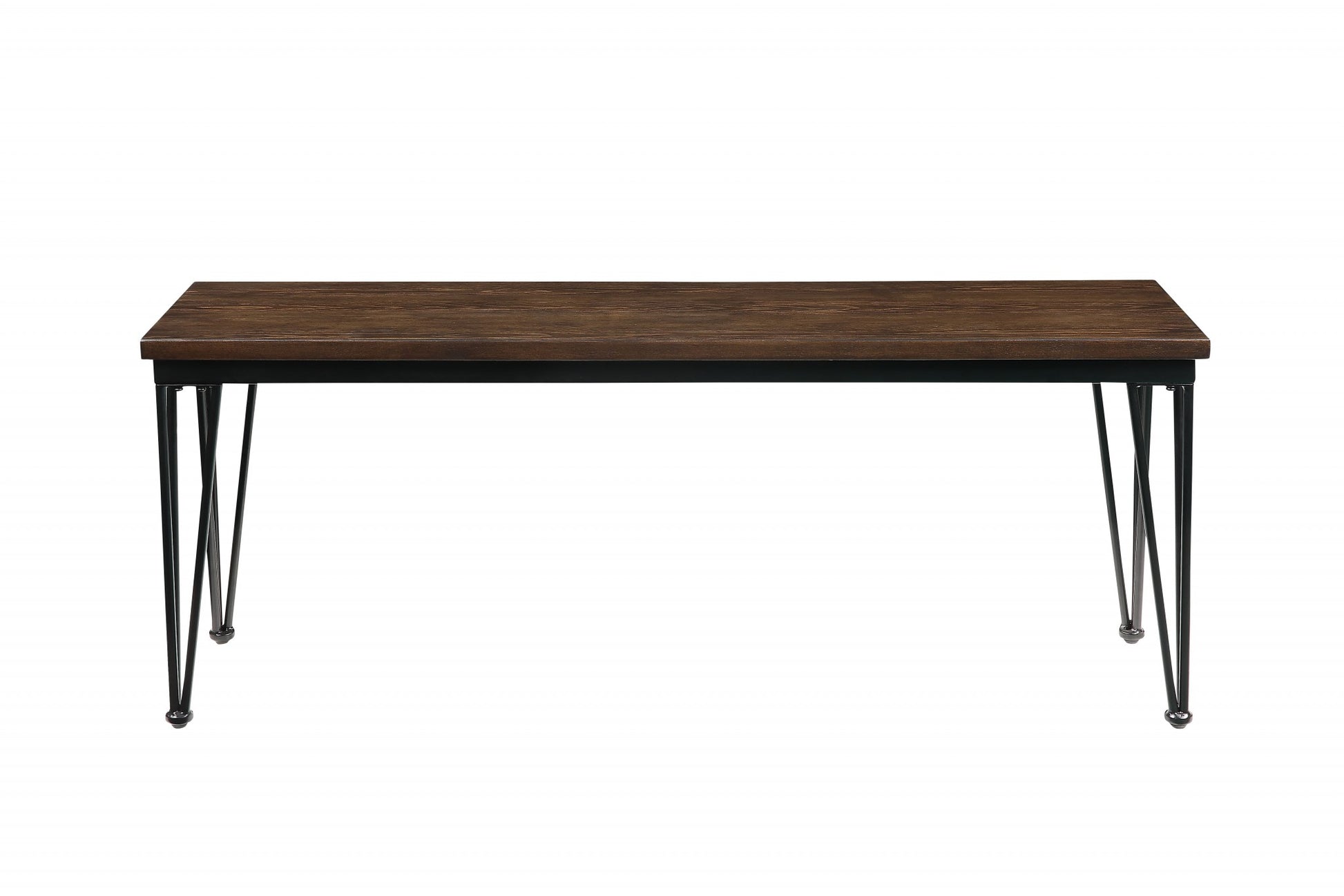 Walnut Black Metal Wood Bench By Homeroots | Benches | Modishstore - 3
