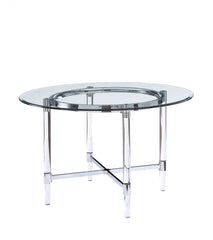 48' Striking Round Glass And Acrylic Dining Table By Homeroots