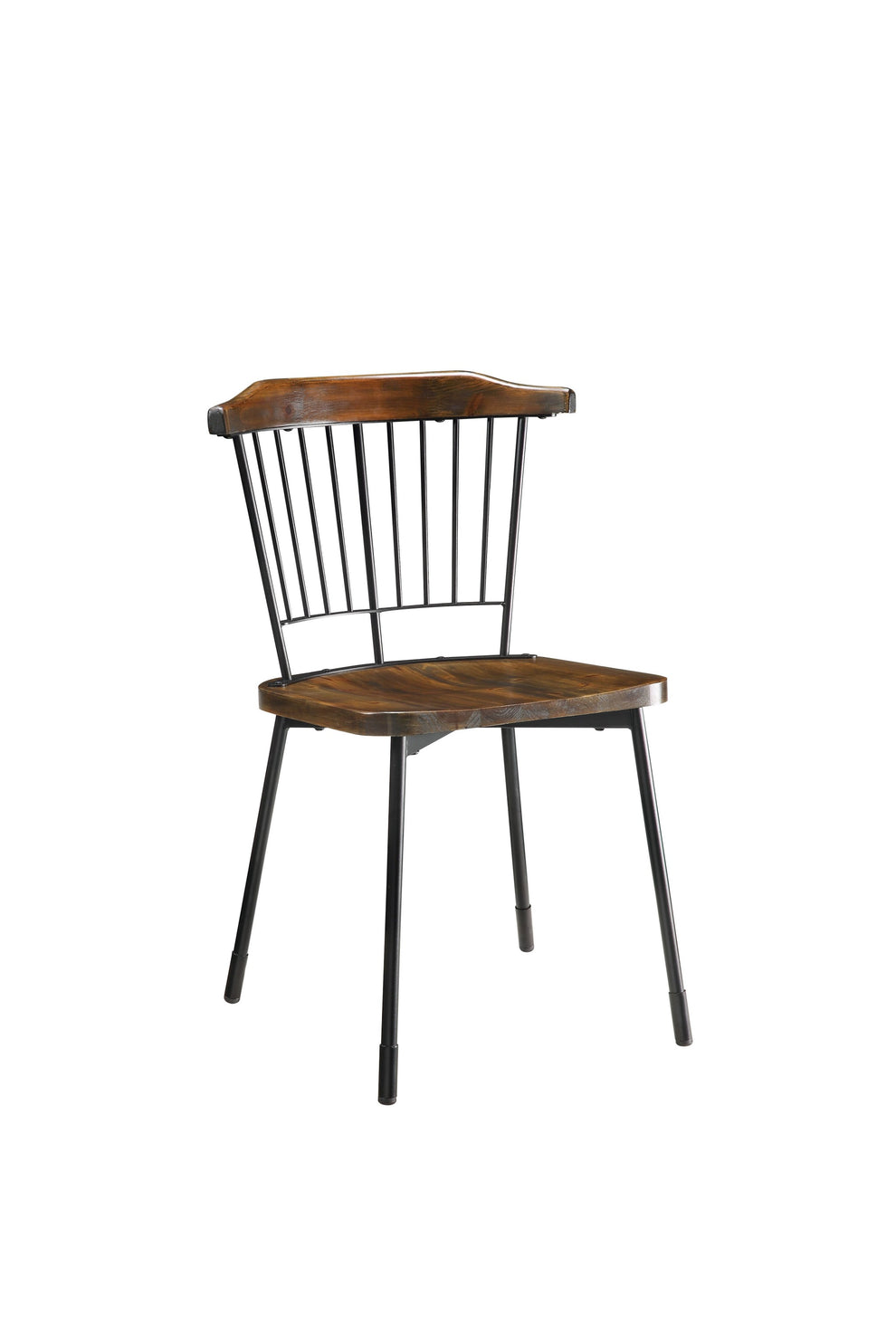 Brown Oak Wood And Black Metal Base Side Chair - Set Of 2 By Homeroots | Dining Chairs | Modishstore - 2