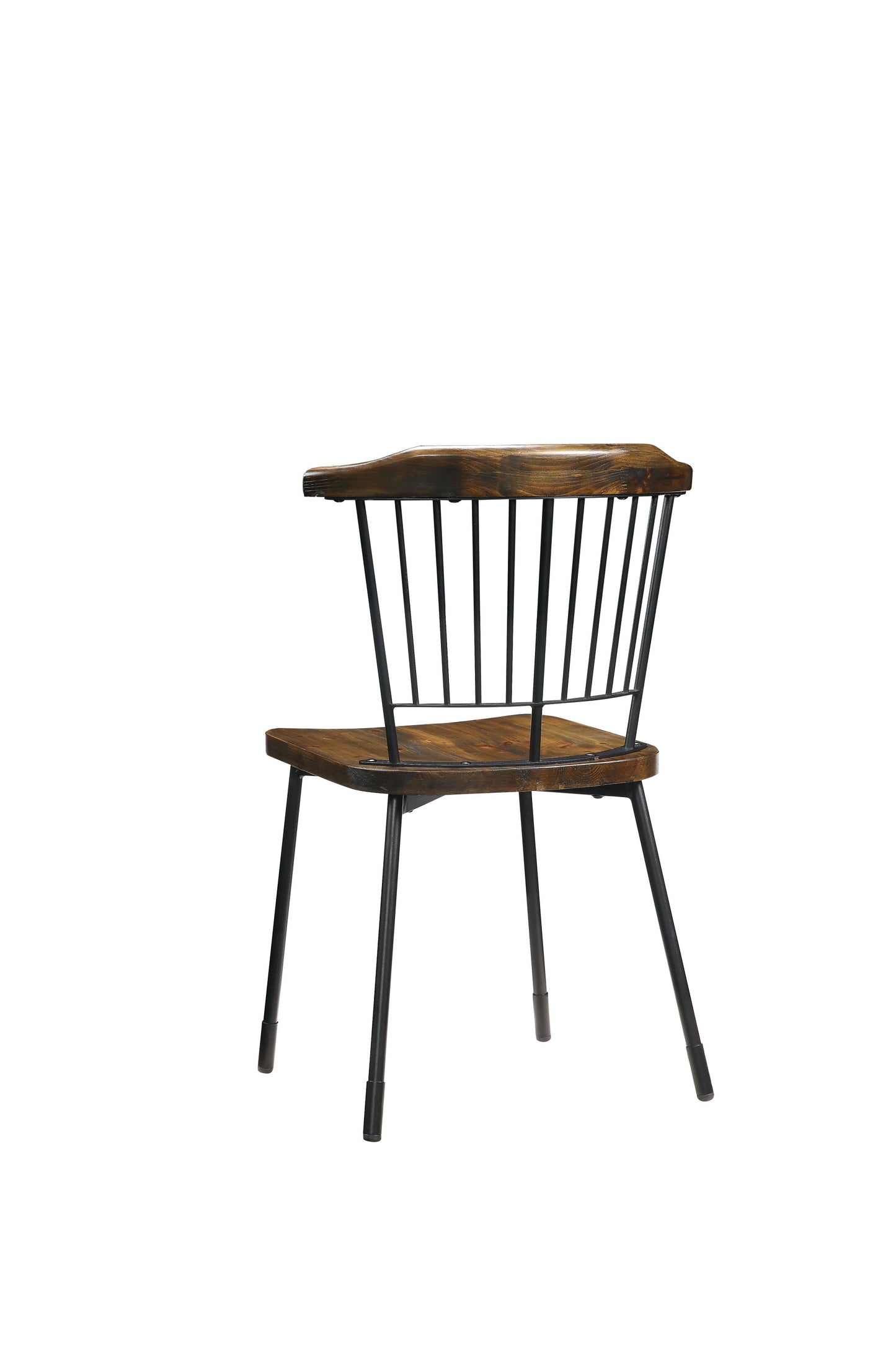 Brown Oak Wood And Black Metal Base Side Chair - Set Of 2 By Homeroots | Dining Chairs | Modishstore - 2