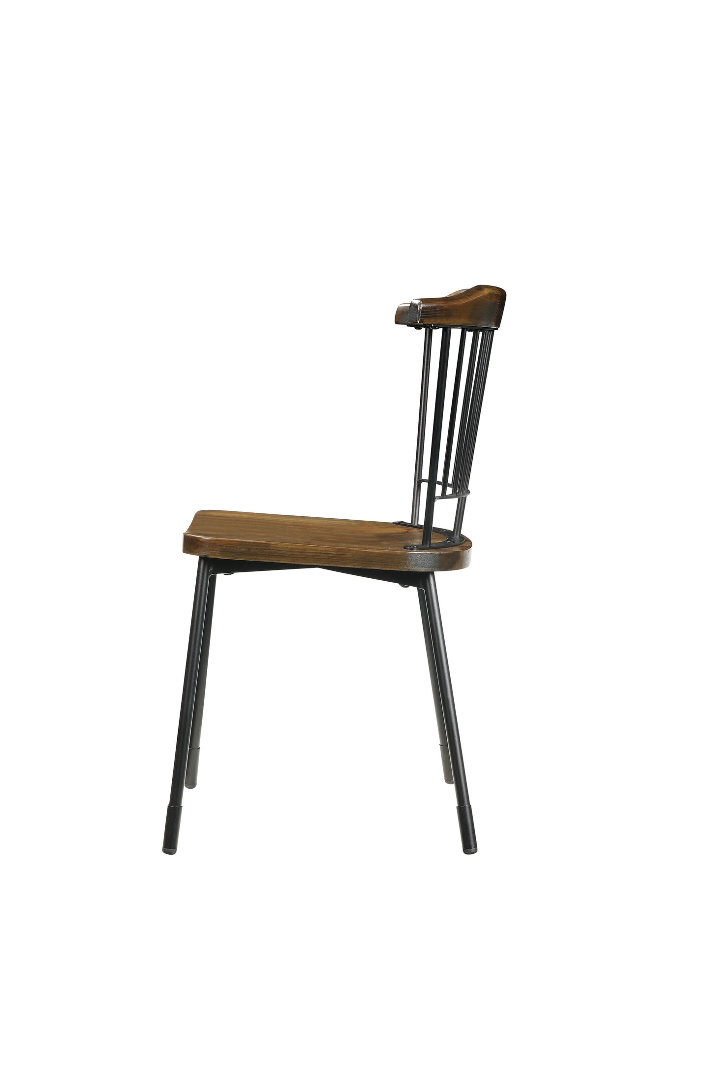 Brown Oak Wood And Black Metal Base Side Chair - Set Of 2 By Homeroots | Dining Chairs | Modishstore - 4