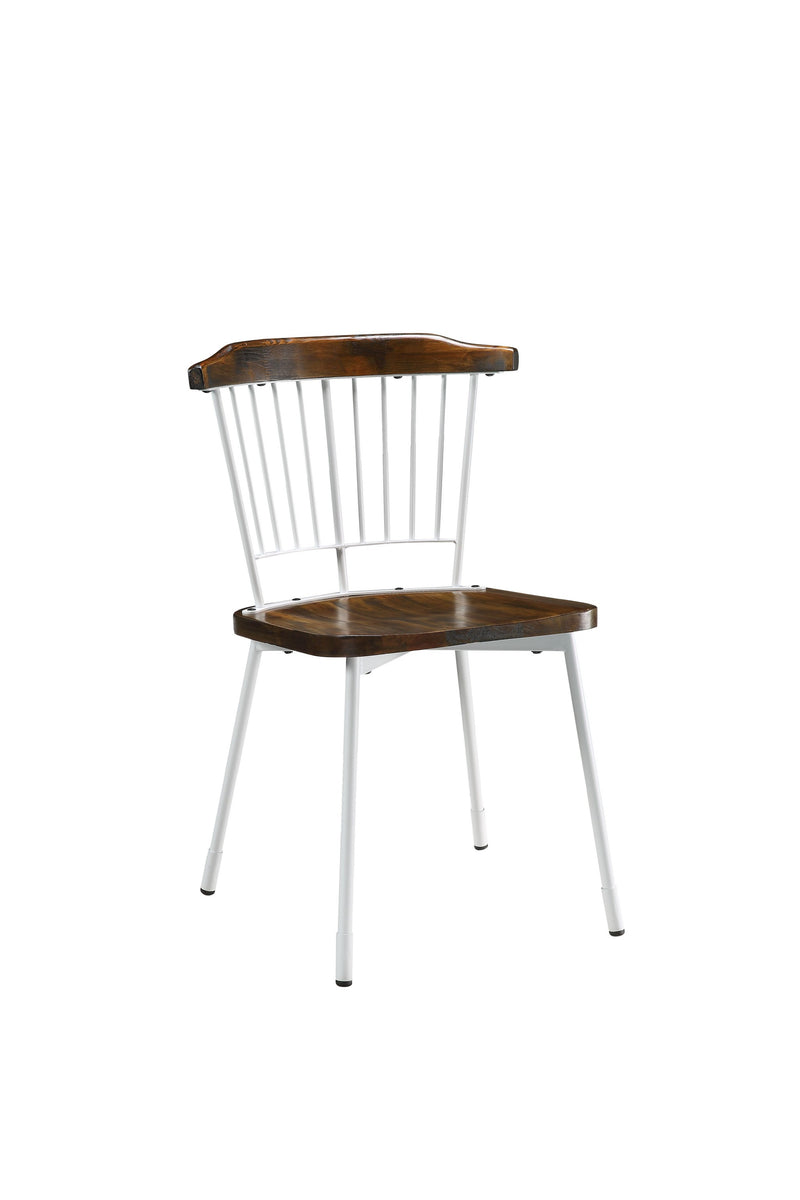 Brown Oak Wood And Black Metal Base Side Chair - Set Of 2 By Homeroots | Dining Chairs | Modishstore - 8