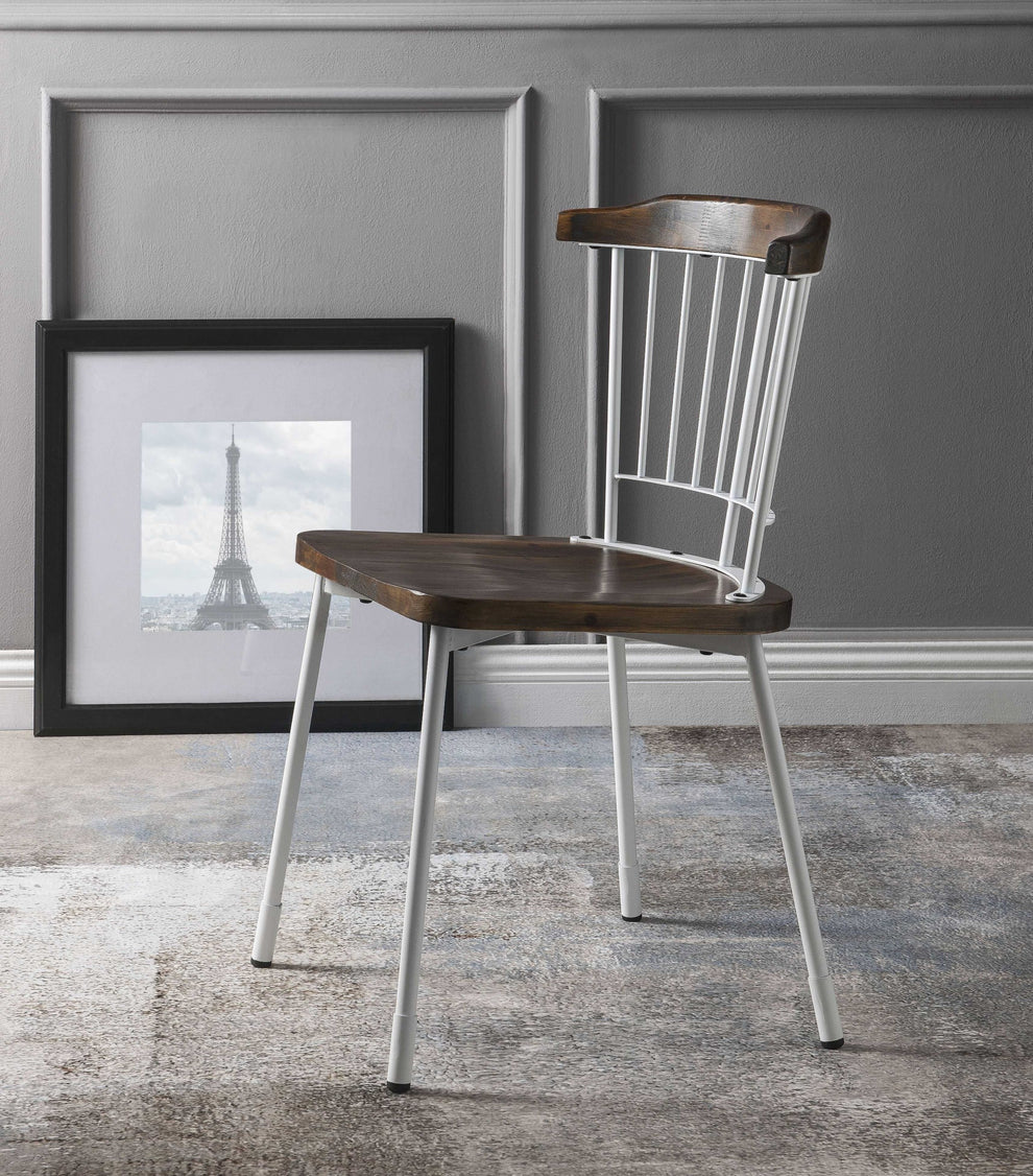 Brown Oak Wood And Black Metal Base Side Chair - Set Of 2 By Homeroots | Dining Chairs | Modishstore