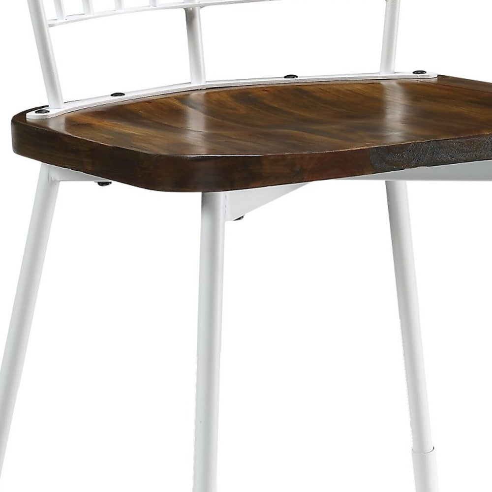 Brown Oak Wood And Black Metal Base Side Chair - Set Of 2 By Homeroots | Dining Chairs | Modishstore - 11