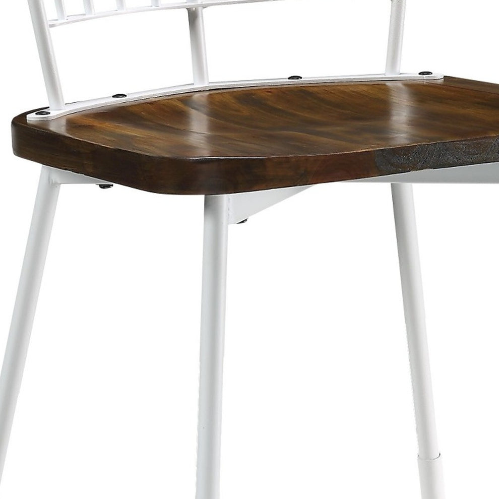 Brown Oak Wood And Black Metal Base Side Chair - Set Of 2 By Homeroots | Dining Chairs | Modishstore - 11