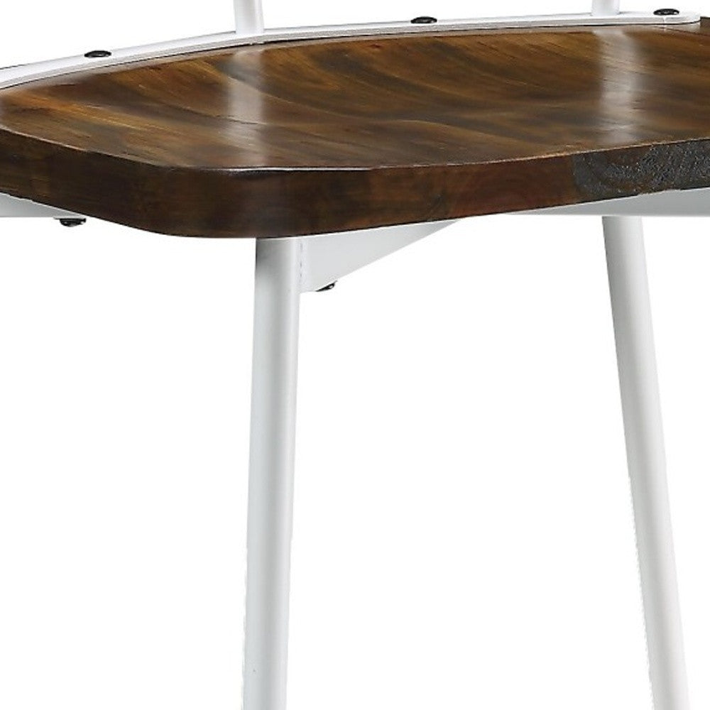 Brown Oak Wood And Black Metal Base Side Chair - Set Of 2 By Homeroots | Dining Chairs | Modishstore - 12