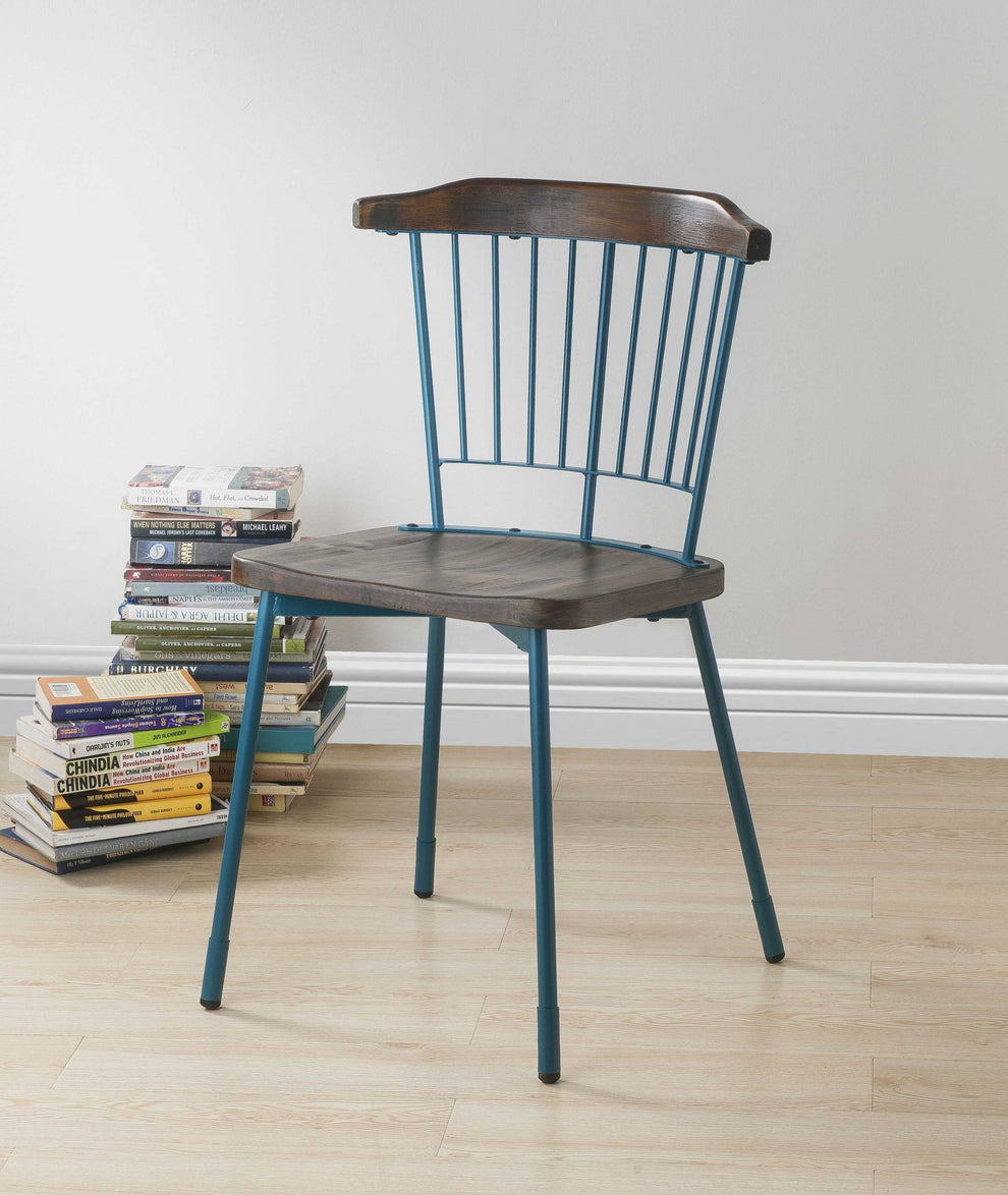 Brown Oak Wood And Black Metal Base Side Chair - Set Of 2 By Homeroots | Dining Chairs | Modishstore - 15
