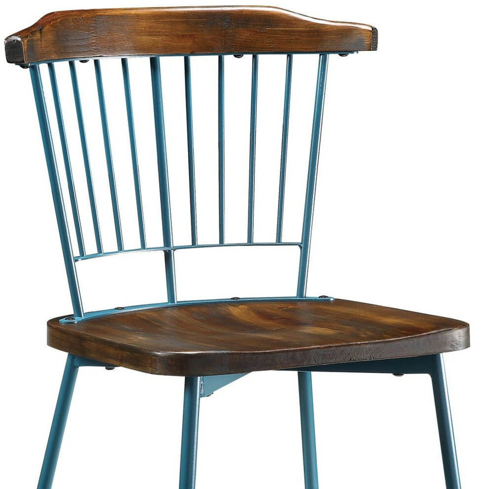 Brown Oak Wood And Black Metal Base Side Chair - Set Of 2 By Homeroots | Dining Chairs | Modishstore - 17
