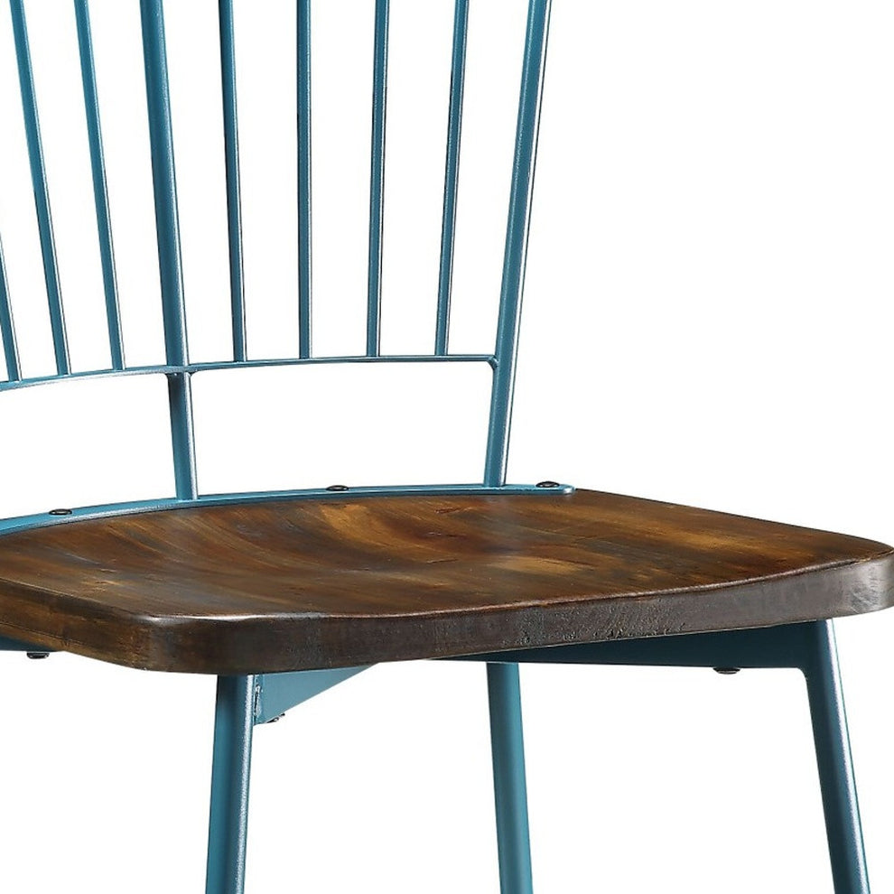 Brown Oak Wood And Black Metal Base Side Chair - Set Of 2 By Homeroots | Dining Chairs | Modishstore - 18