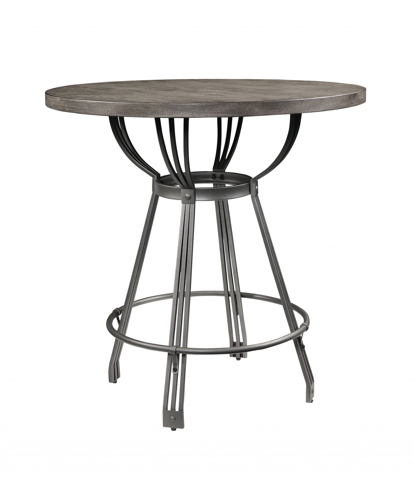 Gray Oak Gunmetal Metal Wood Pc Pk Counter Height Set By Homeroots | Bar Stools & Table | Modishstore - 2