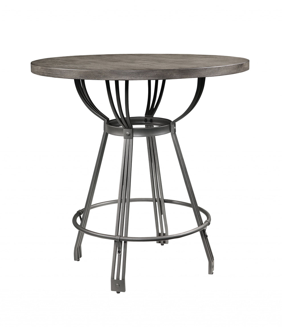 Gray Oak Gunmetal Metal Wood Pc Pk Counter Height Set By Homeroots | Bar Stools & Table | Modishstore - 2