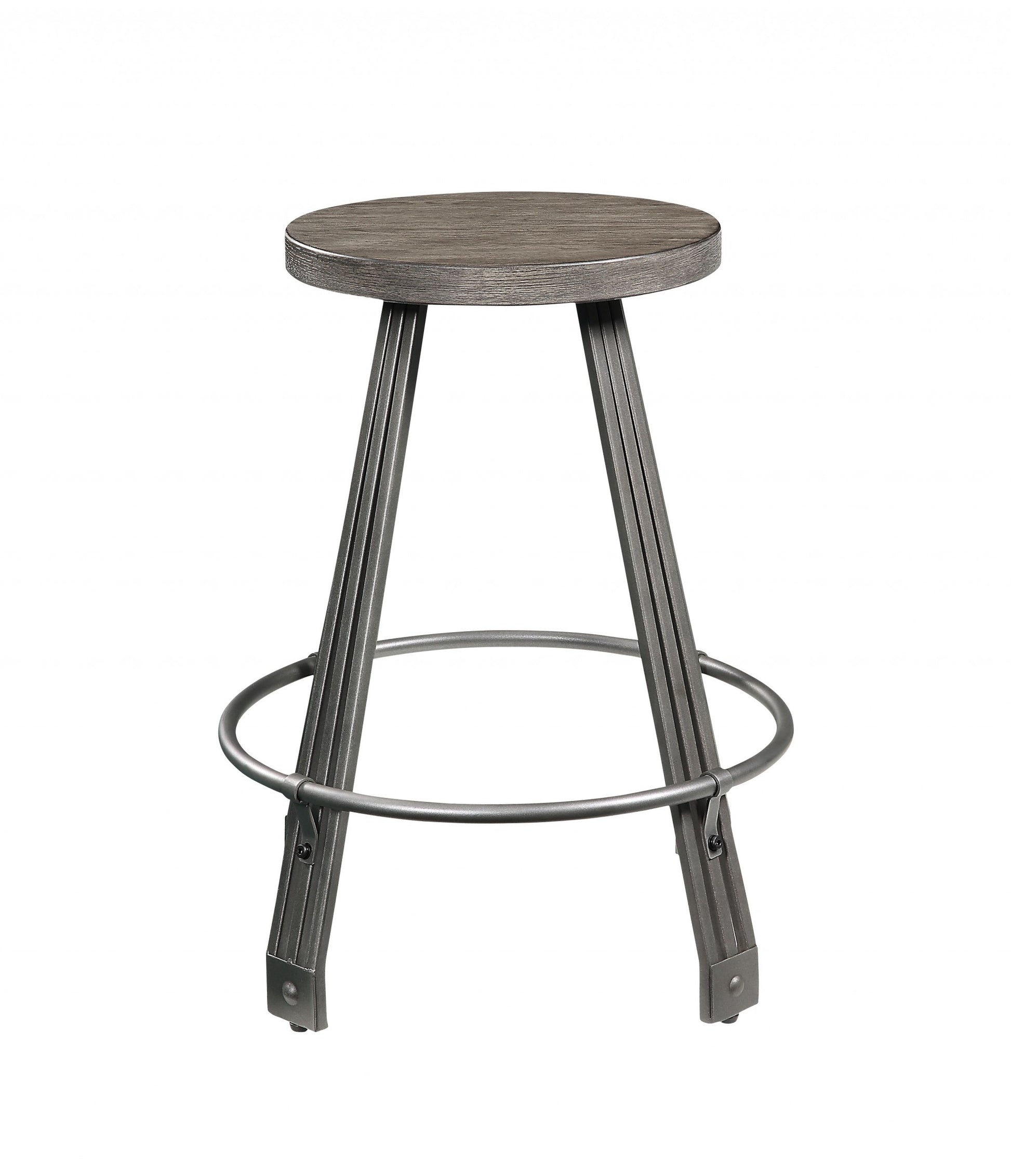 Gray Oak Gunmetal Metal Wood Pc Pk Counter Height Set By Homeroots | Bar Stools & Table | Modishstore - 3
