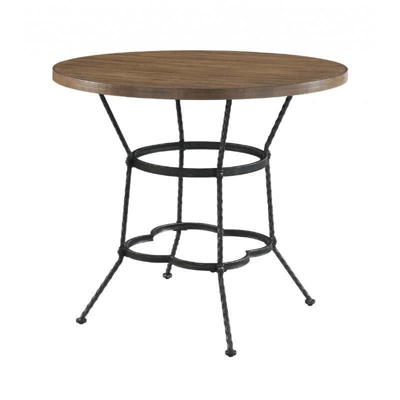 Walnut Antique Black Metal Wood Pc Pk Counter Height Set By Homeroots | Bar Stools & Table | Modishstore - 3