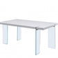 White High Gloss Clear Glass Dining Table By Homeroots | Trays | Modishstore