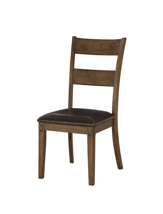 Fau Leather Upholstered And Dark Oak Wood Side Chair By Homeroots | Dining Chairs | Modishstore
